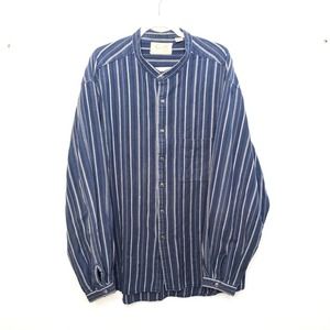 Scully Shirt Mens XXL Button Front Western Striped Stars Long Sleeve Cotton Blue